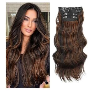 New Vigourous Luxurious Brown/Black Hair Clip Extensions